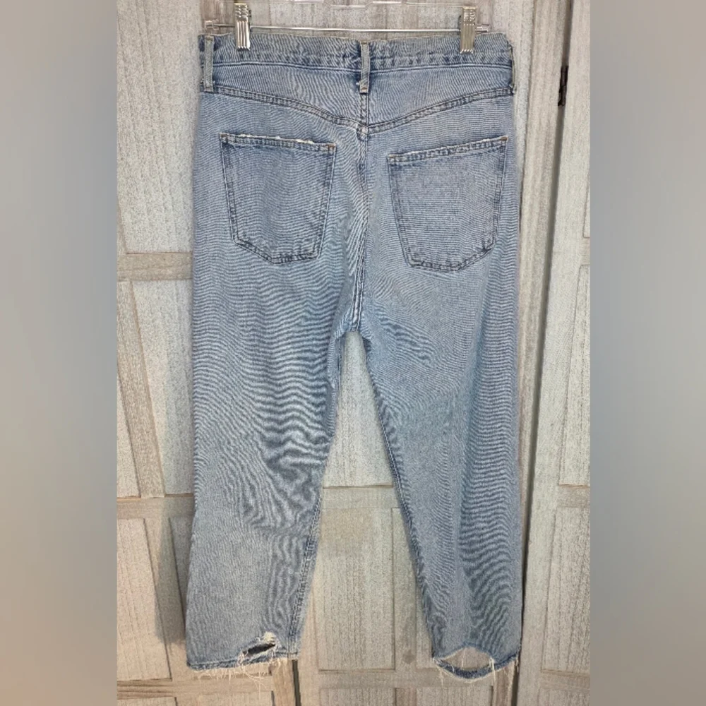 Agolde Womens 90s Crop Mid Rise Loose Straight Jeans Size 27 Echo Distressed